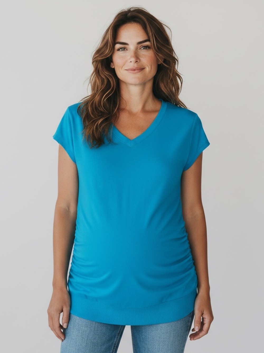 Maternity Inspire M Bright Teal V-Neck Short Sleeve T Shirt
